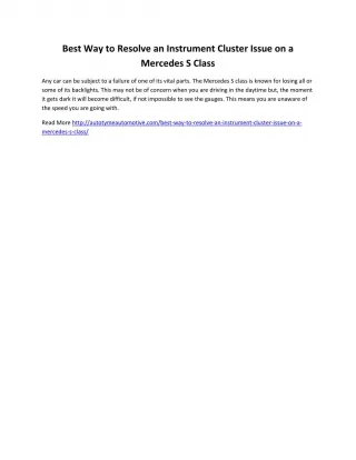 Best Way to Resolve an Instrument Cluster Issue on a Mercedes S Class - slide 1