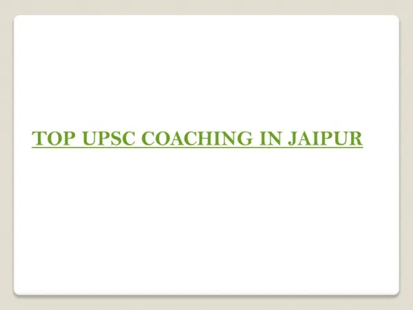 Best upsc coaching in jaipur