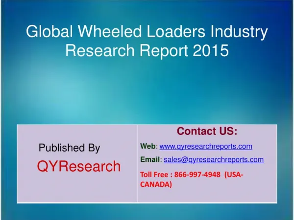 Global Wheeled Loaders Market 2015 Industry Shares, Insights,Applications, Development, Growth, Overview and Demands