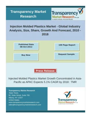 Injection Molded Plastics Market - Global Industry Analysis, Forecast, 2010 – 2018 - slide 1