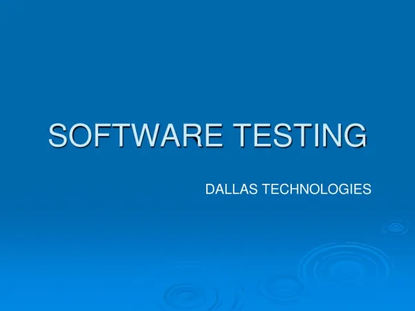 Learn Software Testing course by Dallas Technologies.