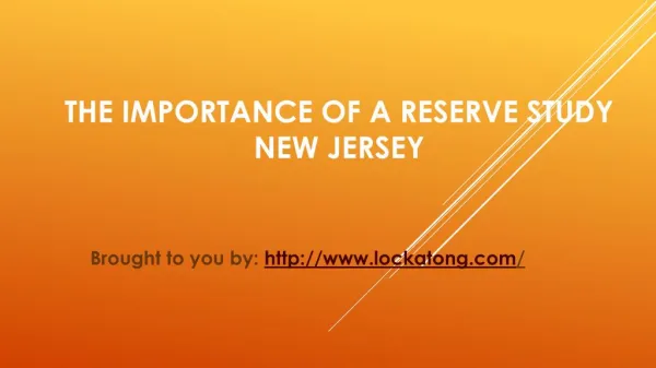 The Importance Of A Reserve Study New Jersey