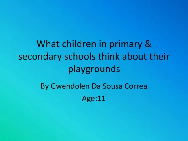 What children in primary secondary schools think about their playgrounds