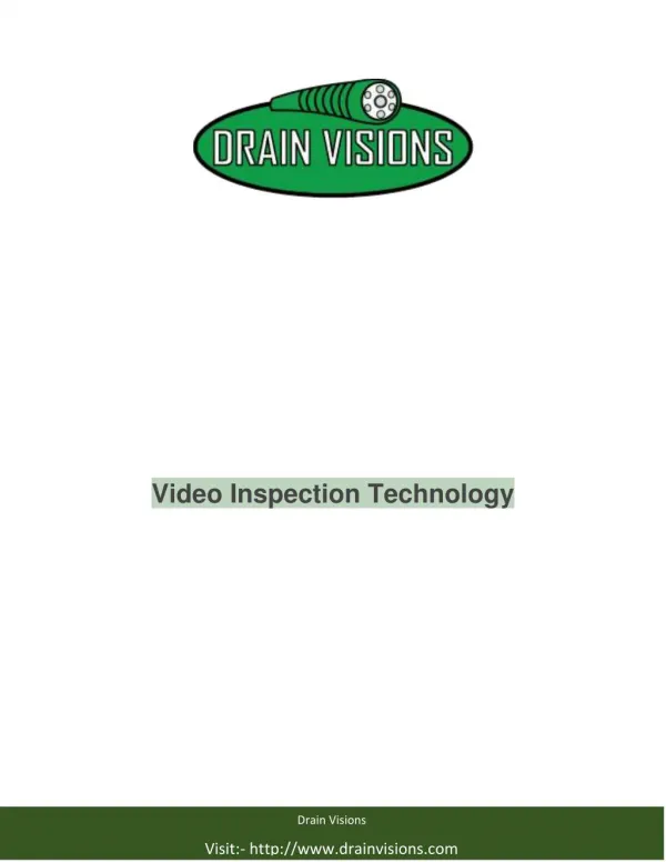 Video Pipe Inspection Service BY Drain Visions