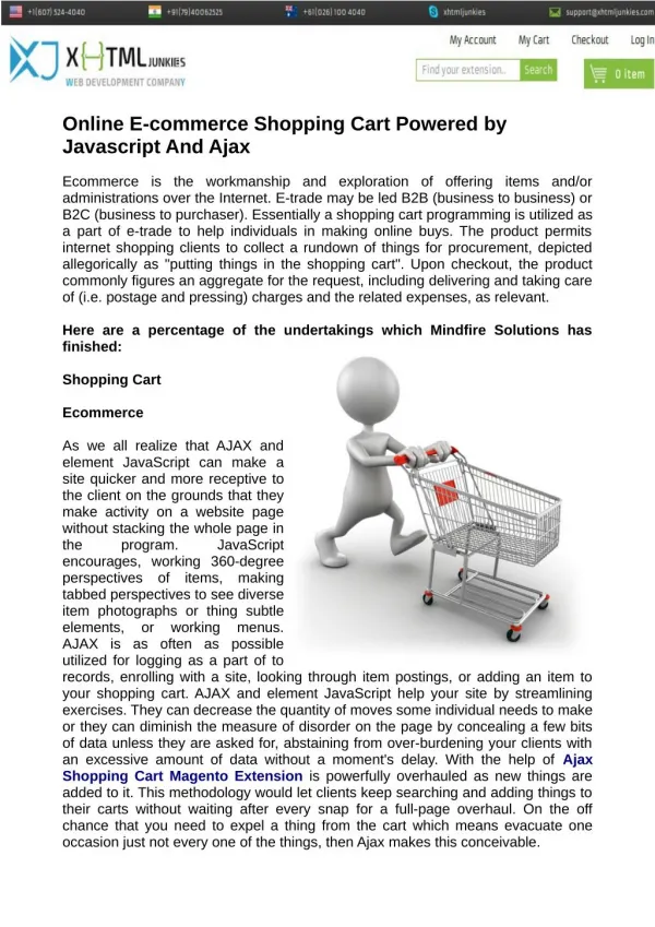Online E-commerce Shopping Cart Powered by Javascript And Ajax