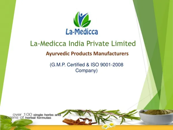 Ayurvedic Products Manufacturers in India - La-Medicca