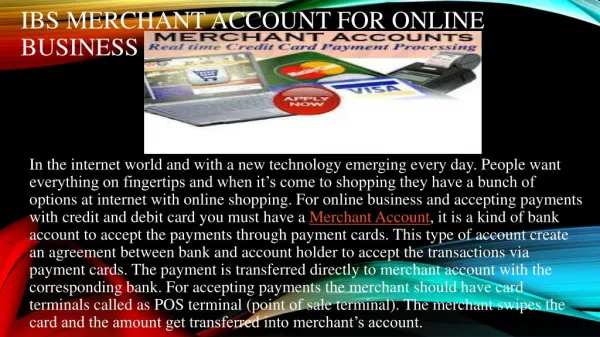 IBS Merchant Account for Online Business
