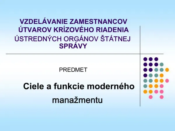 VZDEL VANIE ZAMESTNANCOV TVAROV KR ZOV HO RIADENIA STREDN CH ORG NOV T TNEJ SPR VY