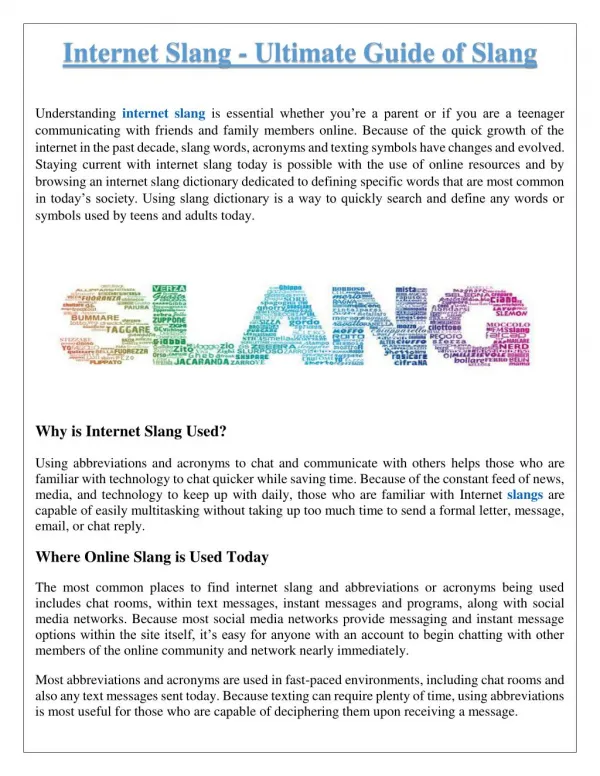 Internet Slang - The Ultimate Guide to Internet Slang