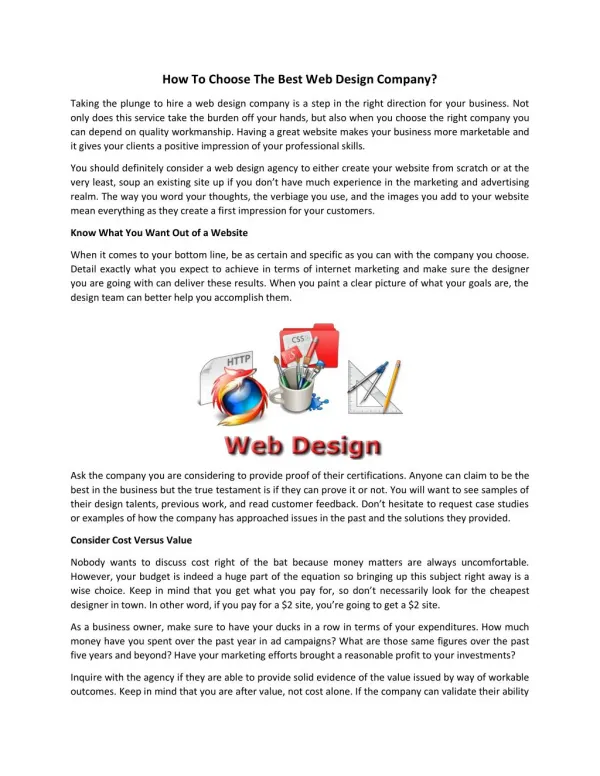 How To Choose The Best Web Design Company?