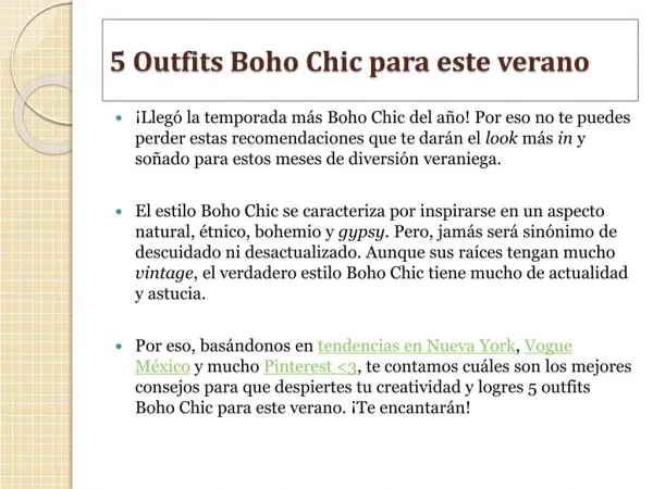 5 Outfits Boho Chic para este verano - Vicool