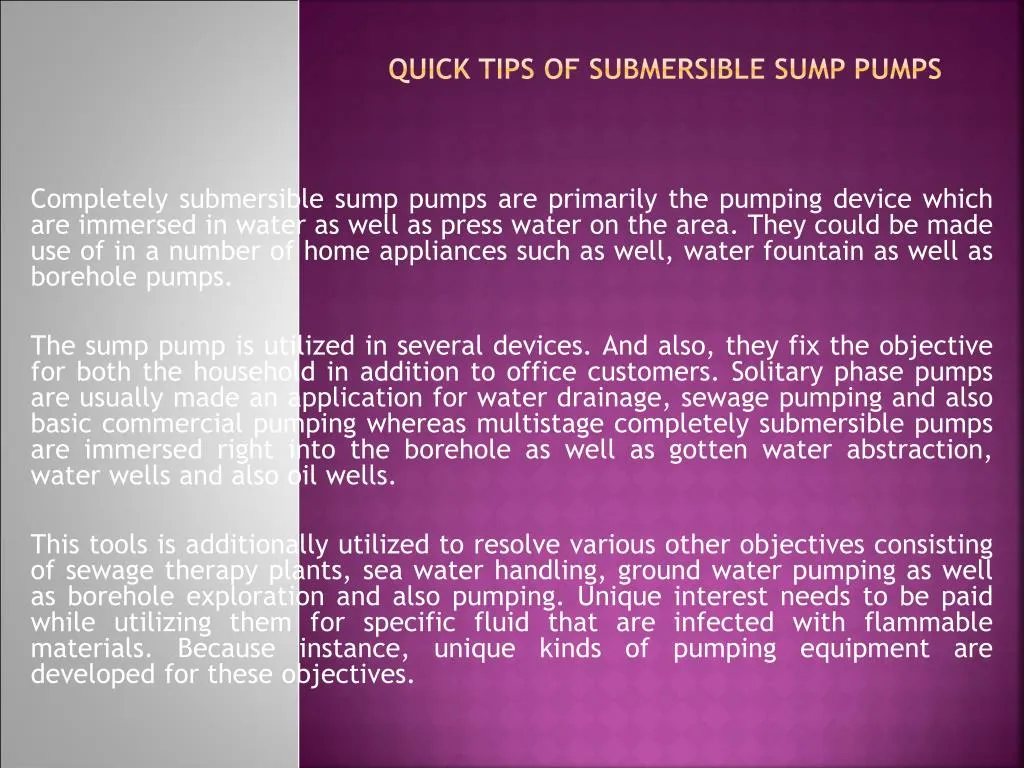 quick tips of submersible sump pumps