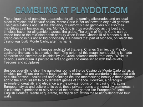 Gambling at Playdoit.com