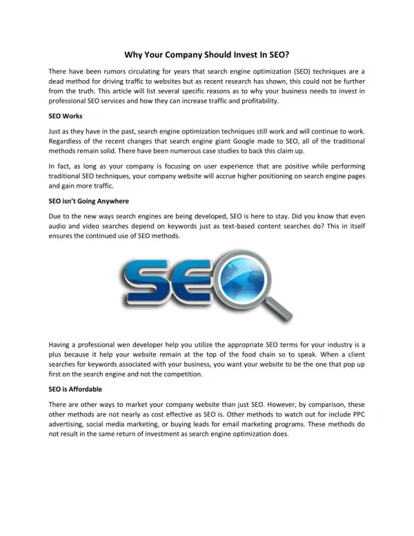 Why Your Company Should Invest in SEO?