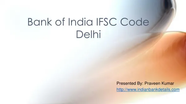 IFSC code for Bank of India Delhi branch
