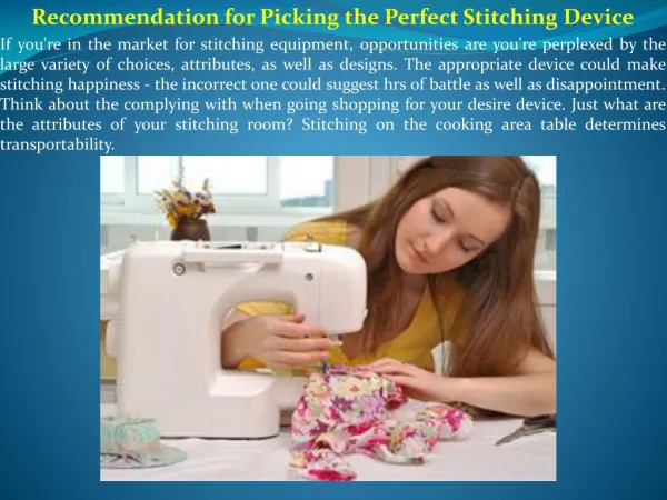 Recommendation for Picking the Perfect Stitching Device