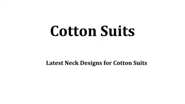 Latest Neck Designs for Cotton Suits