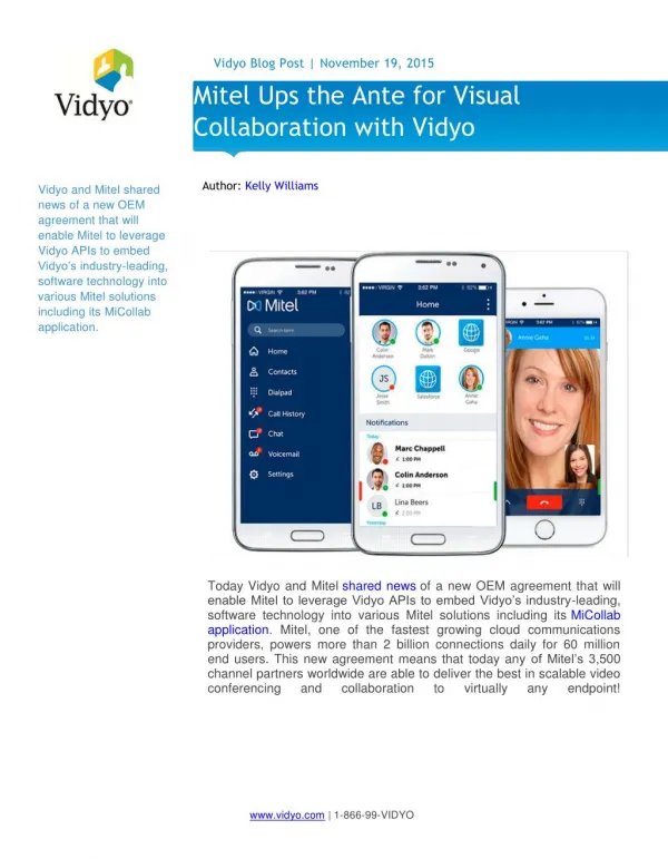 Mitel Ups the Ante for Visual Collaboration with Vidyo