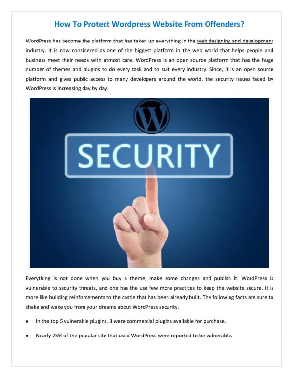 How to protect WordPress website from offenders?
