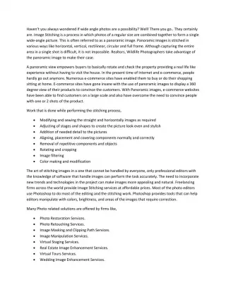 The Importance of Panorama Stitching Services - slide 1