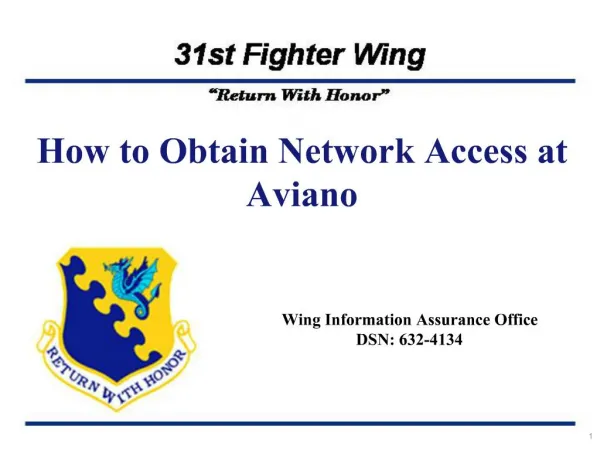 How to Obtain Network Access at Aviano