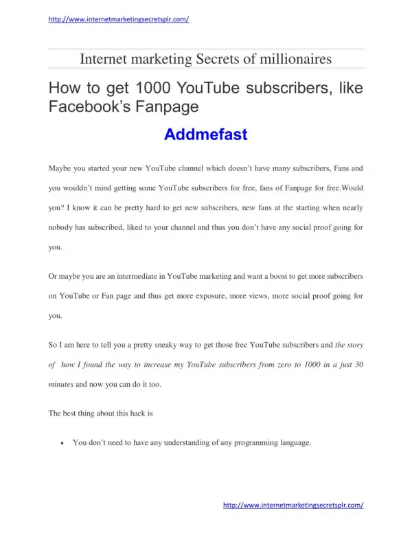 How to get 1000 youtube subscribers, like facebook
