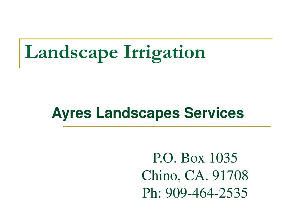 landscape irrigation