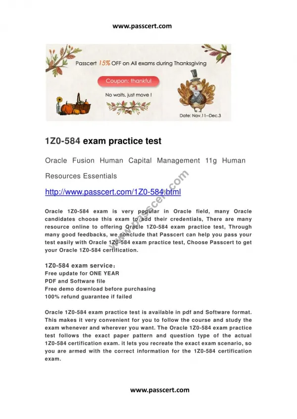Oracle 1Z0-584 exam practice test
