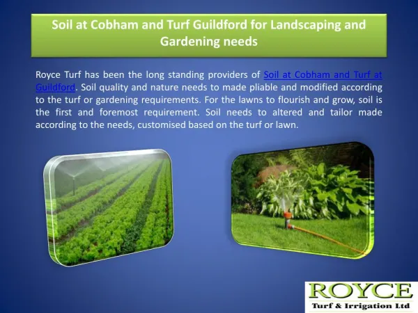 Soil at Cobham and Turf Guildford for Landscaping and Gardening needs