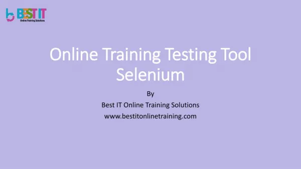 Testing Tool Selenium Introduction - BEST IT Solutions