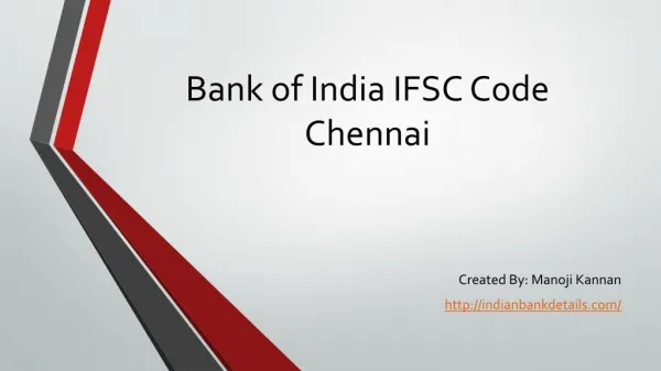 Bank of India IFSC Code Chennai branches