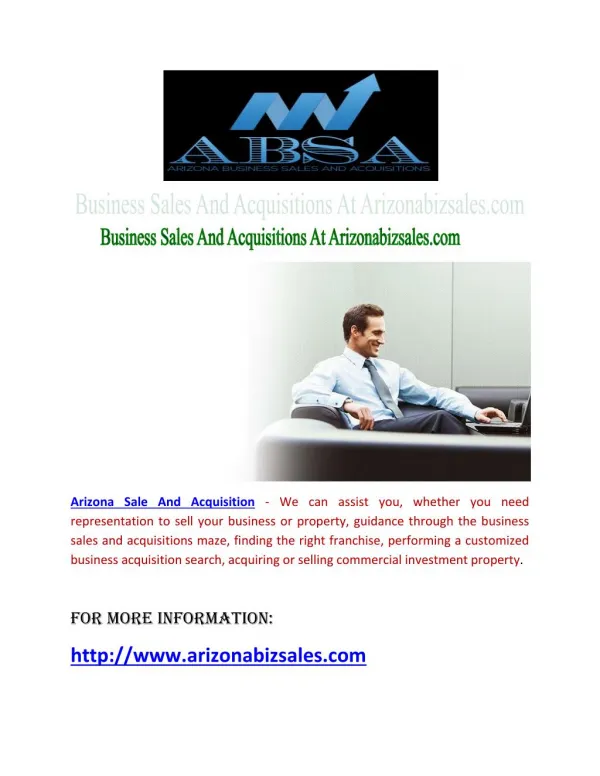 Business Sales And Acquisitions At Arizonabizsales.com