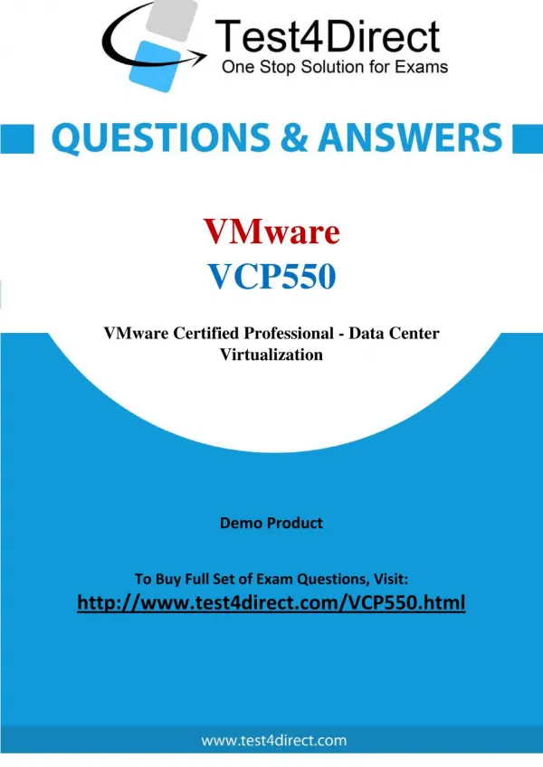 VMware VCP550 Certified Professional Real Test Questions