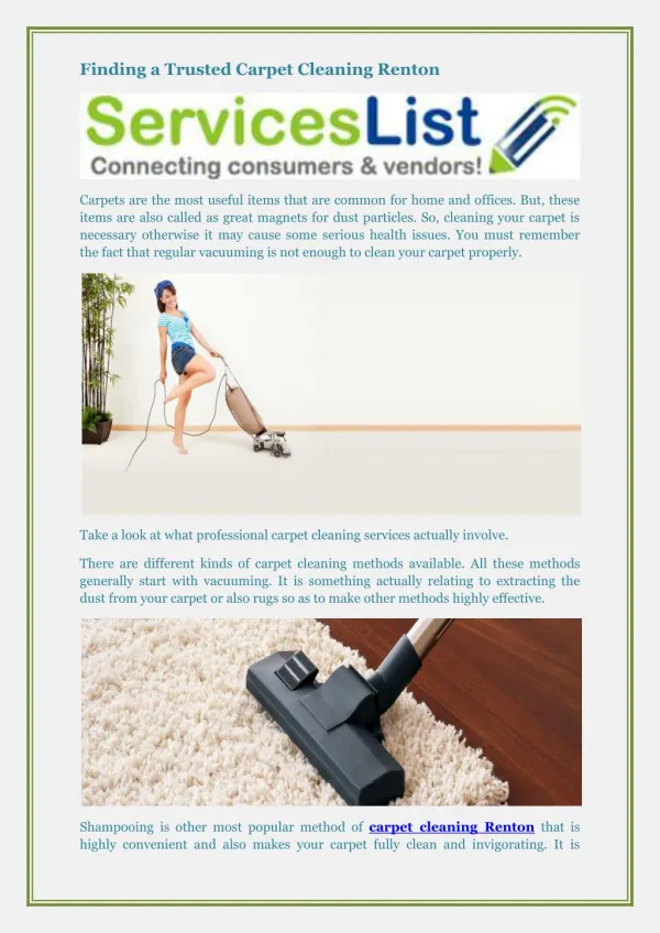 Finding a Trusted Carpet Cleaning Renton