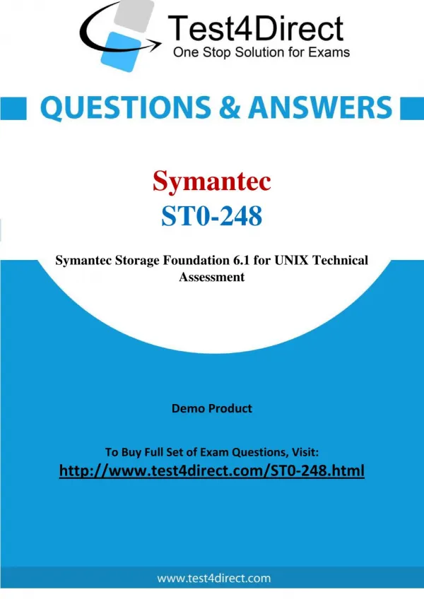 Symantec ST0-248 Technical Specialis Real Exam Questions