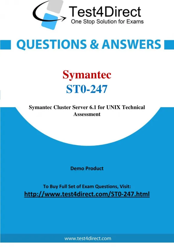 Symantec ST0-247 Test Questions
