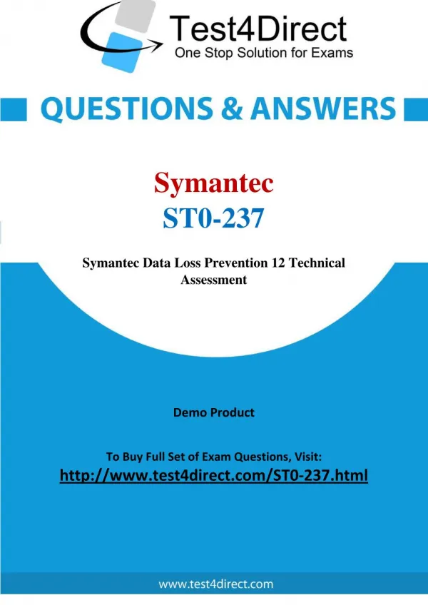 Symantec ST0-237 Test - Updated Demo