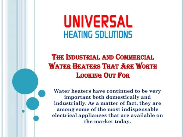 The industrial and commercial water heaters that are worth looking out for