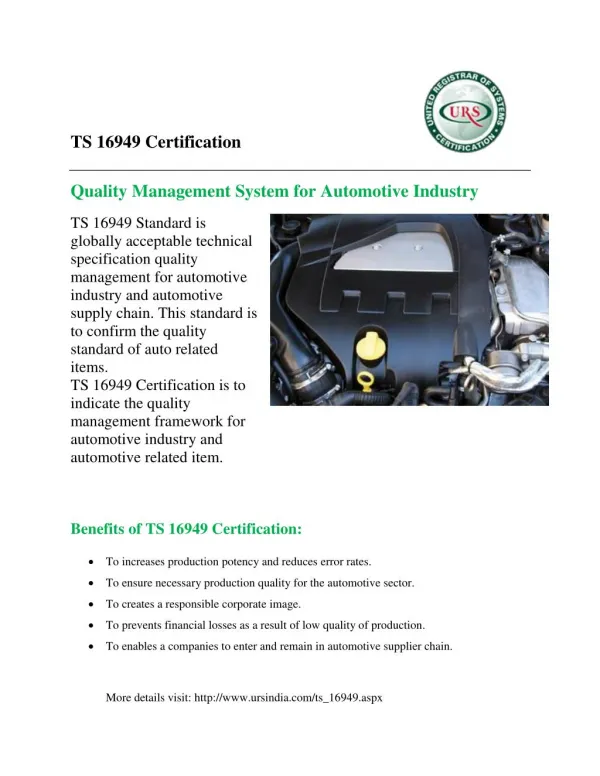TS 16949 Certification by URS