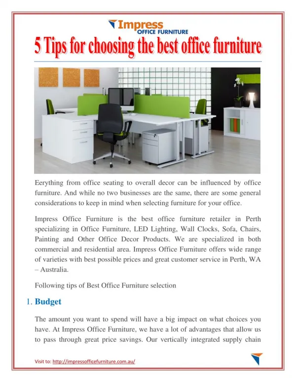5 Tips for choosing the best office furniture