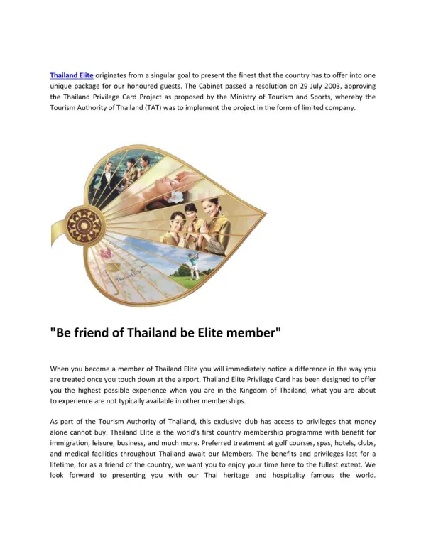 Get The Best Package Of Thailand Elite