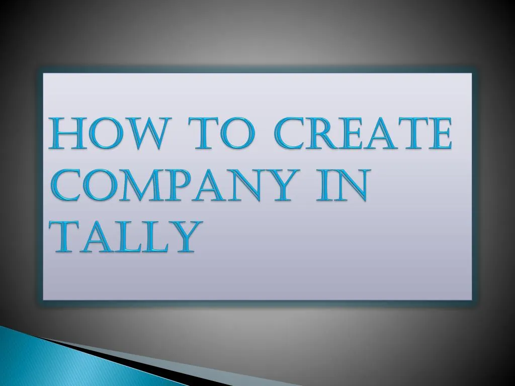 how to create company in tally