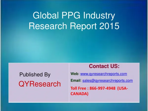 Global PPG Market 2015 Industry Analysis, Development, Outlook, Growth, Insights, Overview and Forecasts
