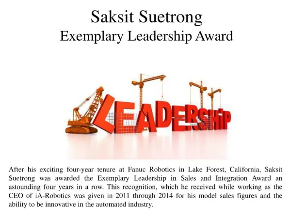 Saksit Suetrong Exemplary Leadership Award