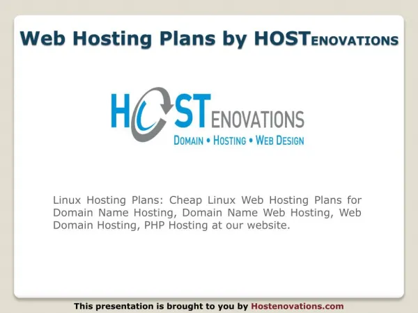 Web Hosting Plans by HOSTENOVATIONS