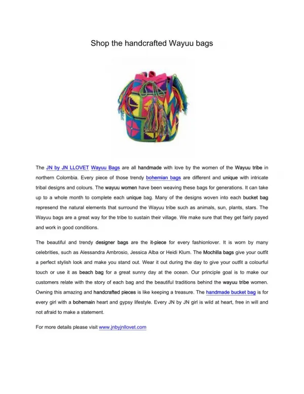 Shop the handcrafted Wayuu bags