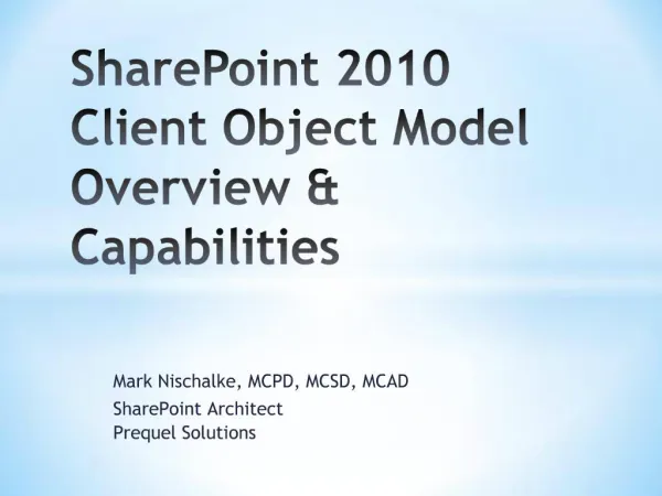 SharePoint 2010 Client Object Model Overview Capabilities