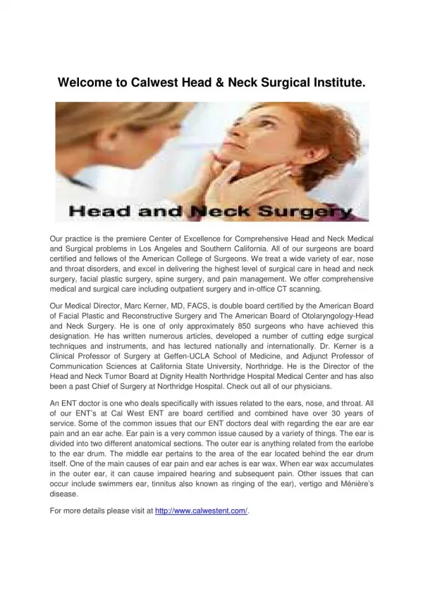Head and Neck Surgery-calwestent