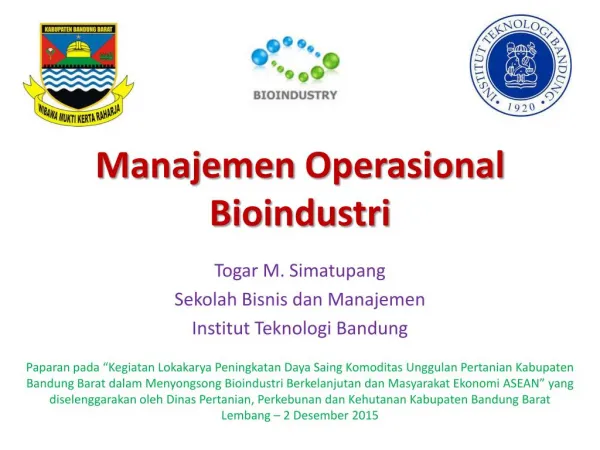 Manajemen Operasional Bioindustri