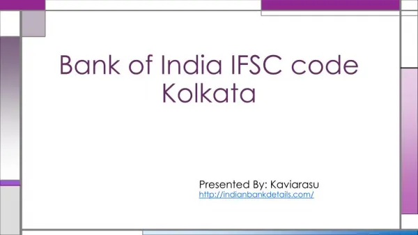 Bank of India IFSC code Kolkata